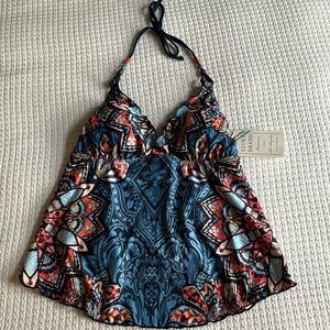 NWT late 00’s Lucky brand medium medallion tankini hippie swimsuit bikini top